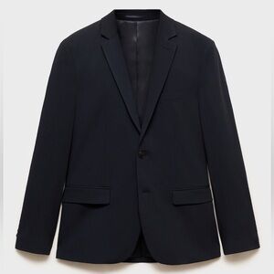 Mango SUPER SLIM-FIT SUIT JACKET IN STRETCH FABRIC Black Size 42 NWT